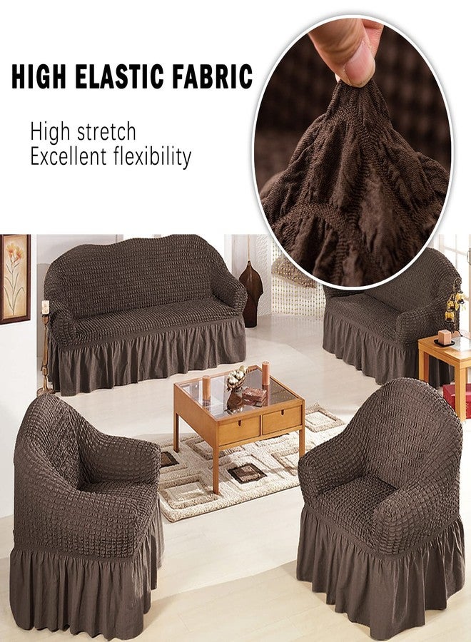 Jeloris Stretch Armchair Slipcover Easy Fitted Sofa Couch Cover with Skirt, Durable Washable Universal High Elastic Furniture Protector for Kids, Pets (Small, Dark Brown) - Image 2